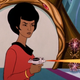 Uhura, in a rare moment of getting to actually take command.